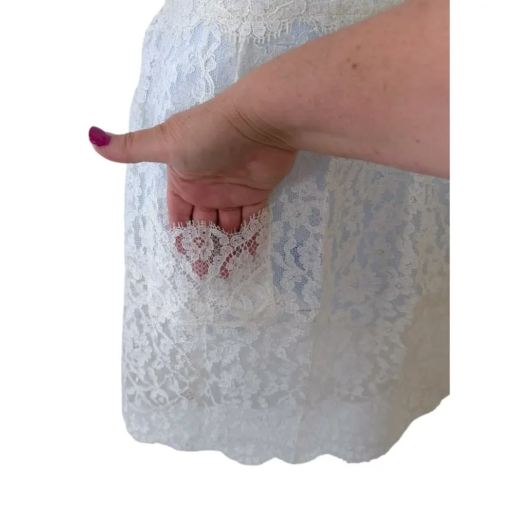 Handmade Cream Ivory Lace Apron Women’s OS Cottagecore Coquette Pocket Tie Close